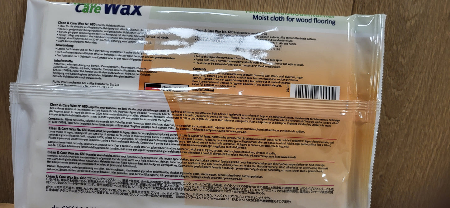 AURO Clean & Care Wax- Feuchte Holzbodentücher Nr. 680 - Inhalt 10 Stück 7,88 € { 1 Kilo